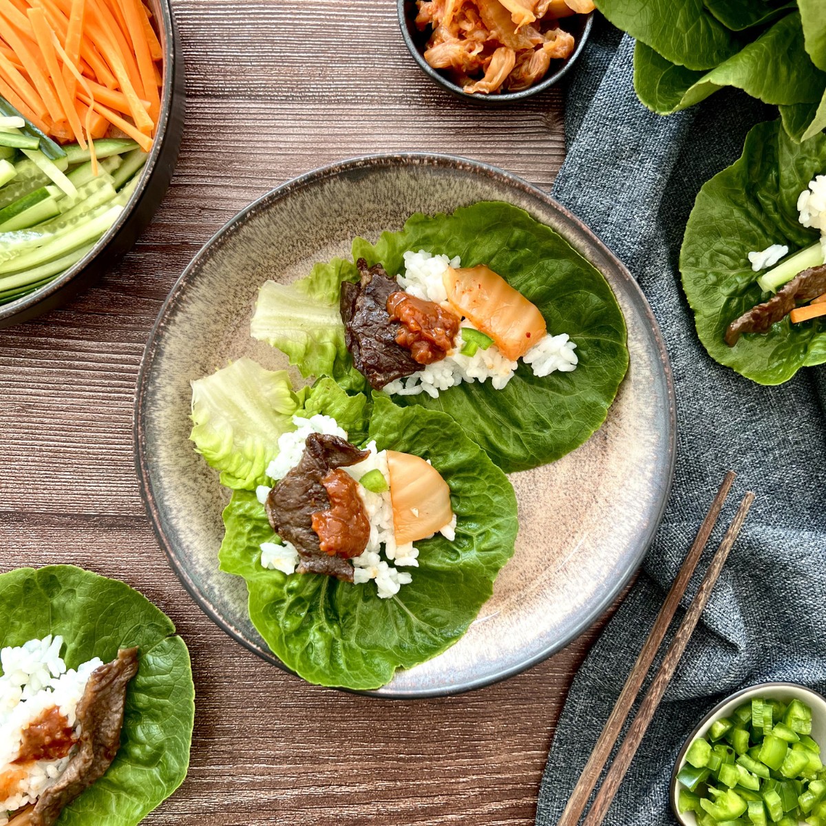 koreanische Rind Salat Wraps