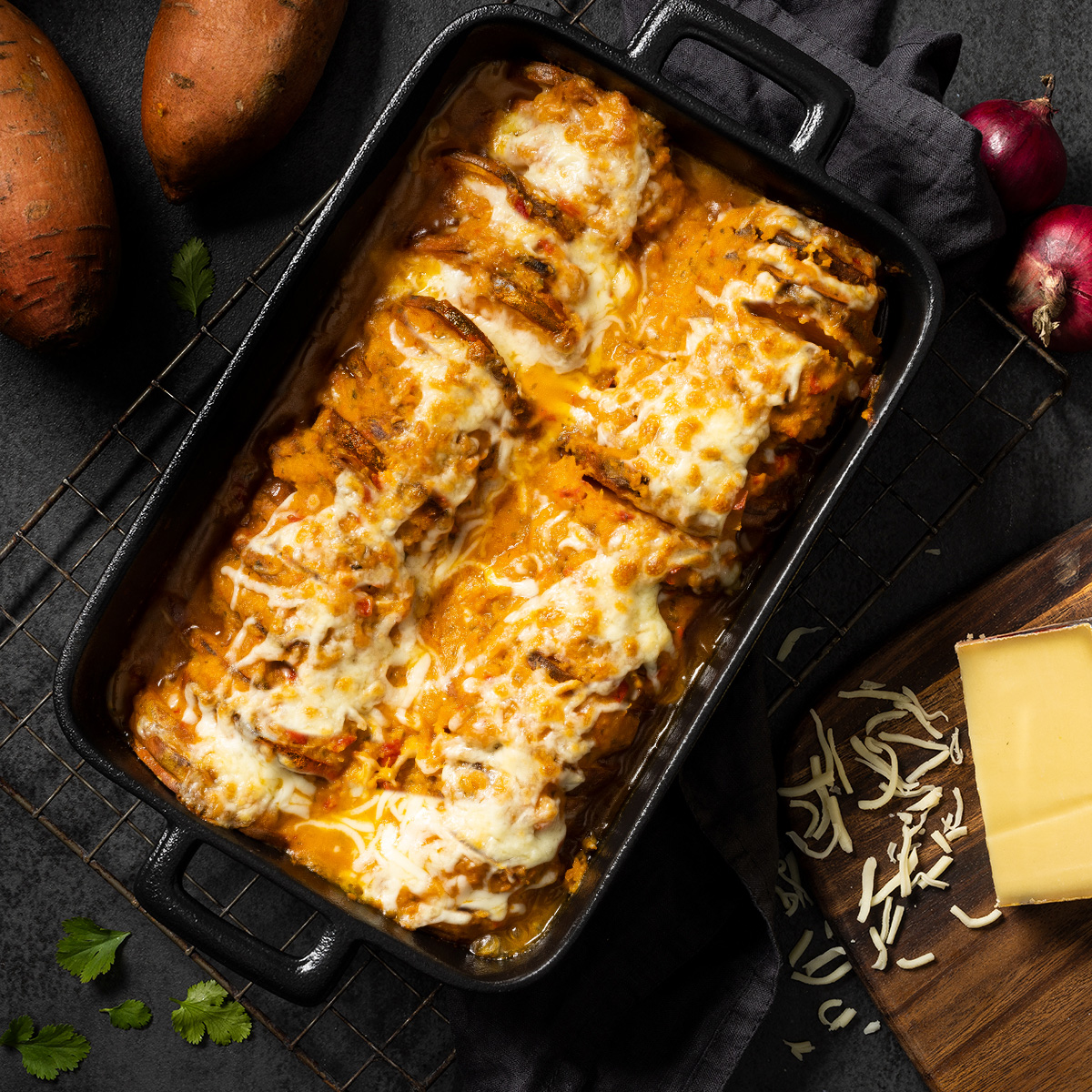 Süßkartoffelgratin mit Kokos