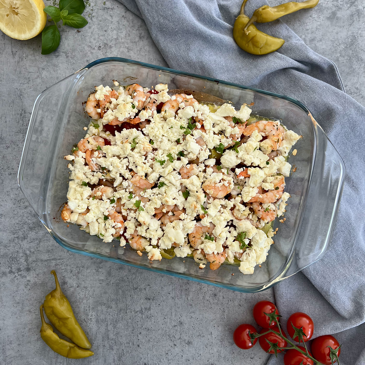 Ofen Garnelen mit Feta