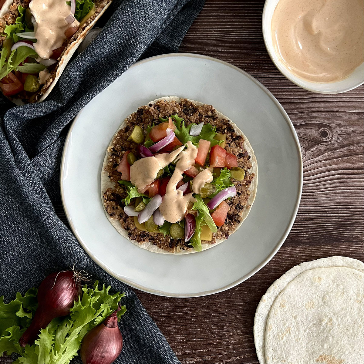 vegane Smashed Burger Tacos