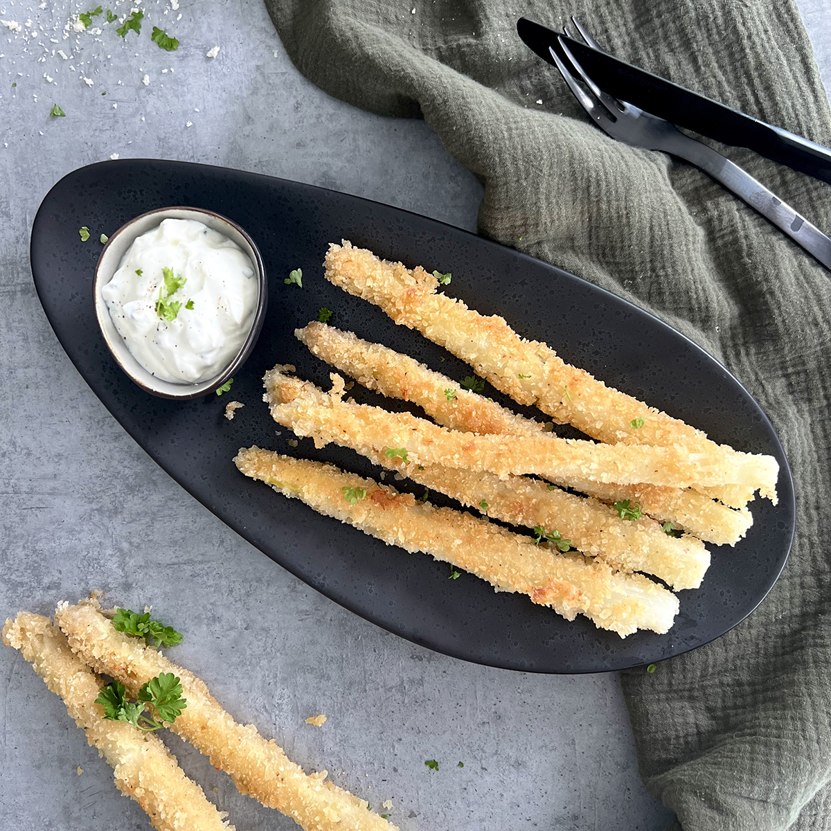 panierter Spargel