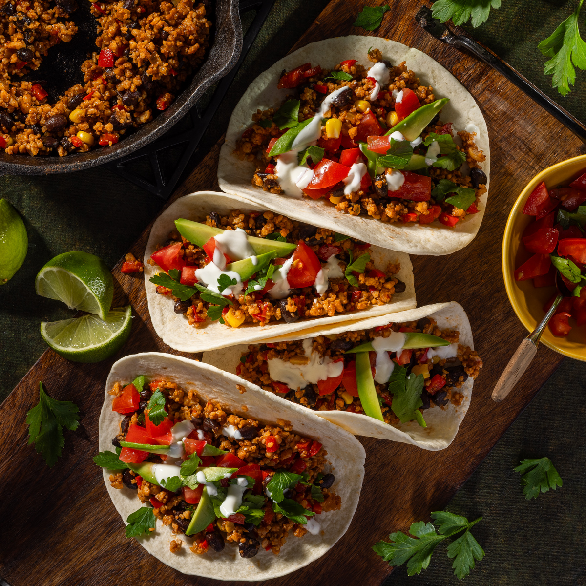 vegane Tacos mit Soja Schnetzel