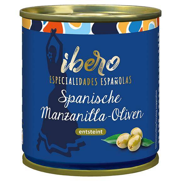 Grüne Manzanilla-Oliven entsteint