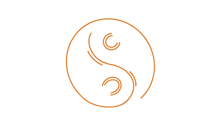 Kreisförmiges Yin-Yang-Motiv.