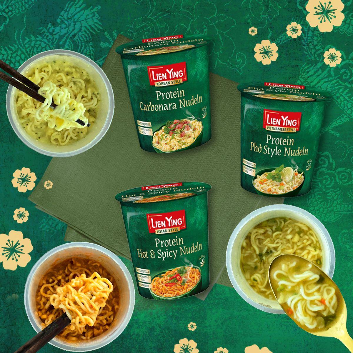 Lien Ying Protein Nudel Set - 6x Cup-Nudeln