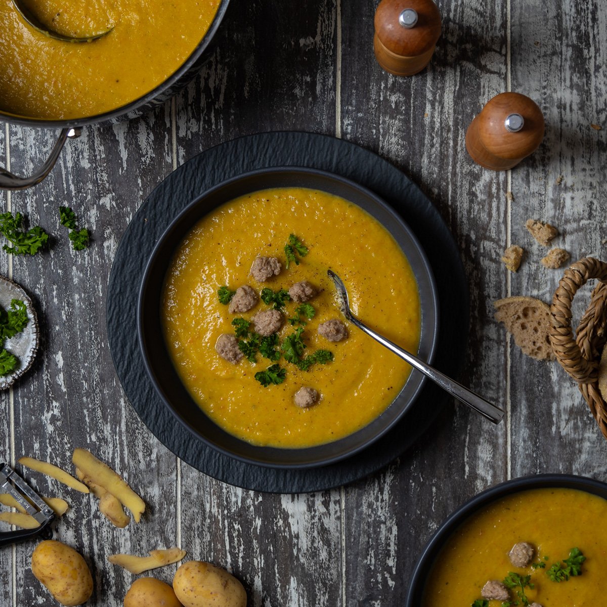 Kartoffelsuppe mit Fleischklößchen