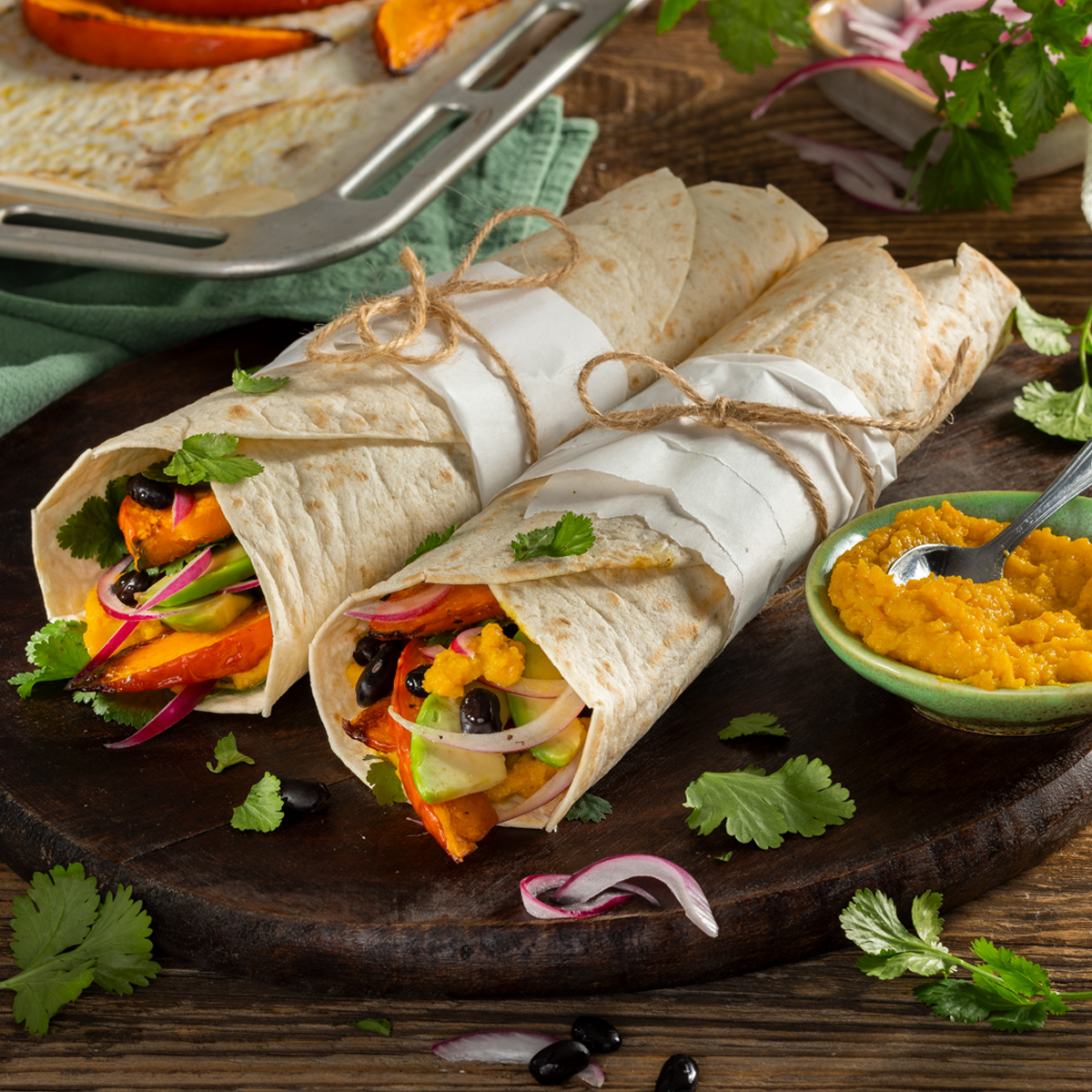 Kürbis Wrap mit Bohnen