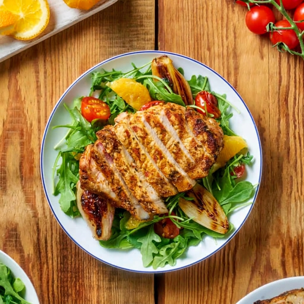 Gegrilltes Schweinefilet mit Paprika und Schalotten
