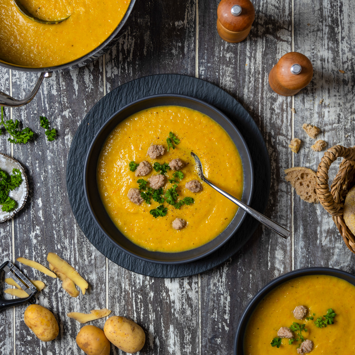 Kartoffelsuppe mit Fleischklößchen Kartoffelsuppe mit Fleischklößchen