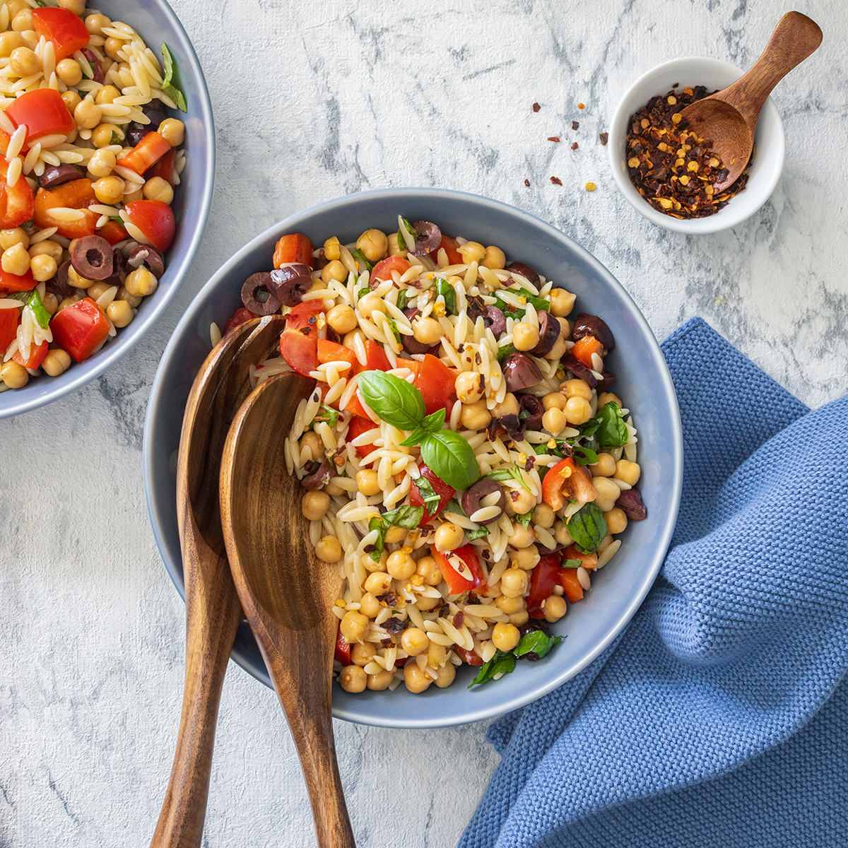 Kritharaki Salat mit Kichererbsen