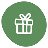 Button mit Geschenk