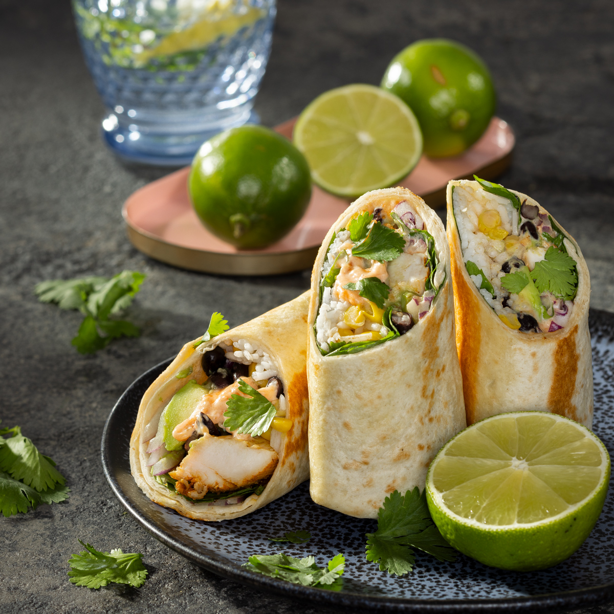 Chili Limetten Hähnchen Burritos