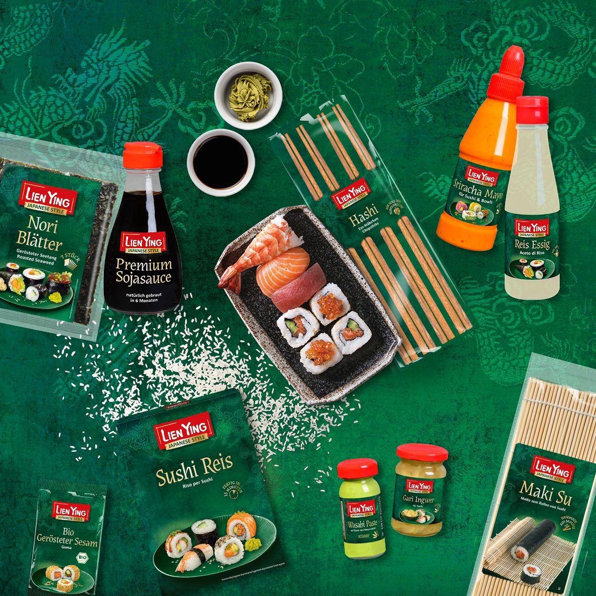 Sushi Premium Starter Box (10-teilig inkl. Bambusmatte und Stäbchen)