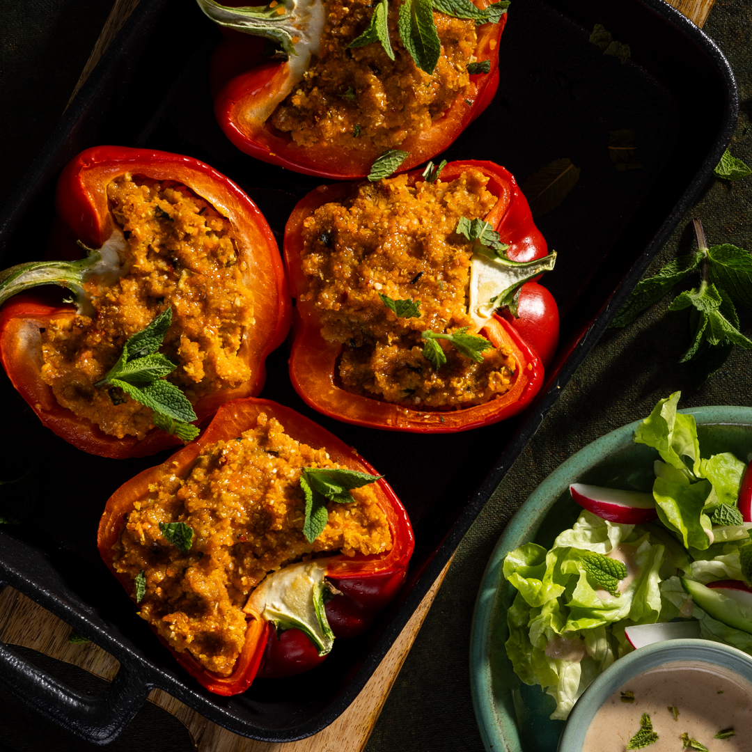 Paprika gefüllt mit Falafel