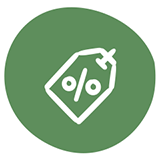 Button mit Rabattzeichen