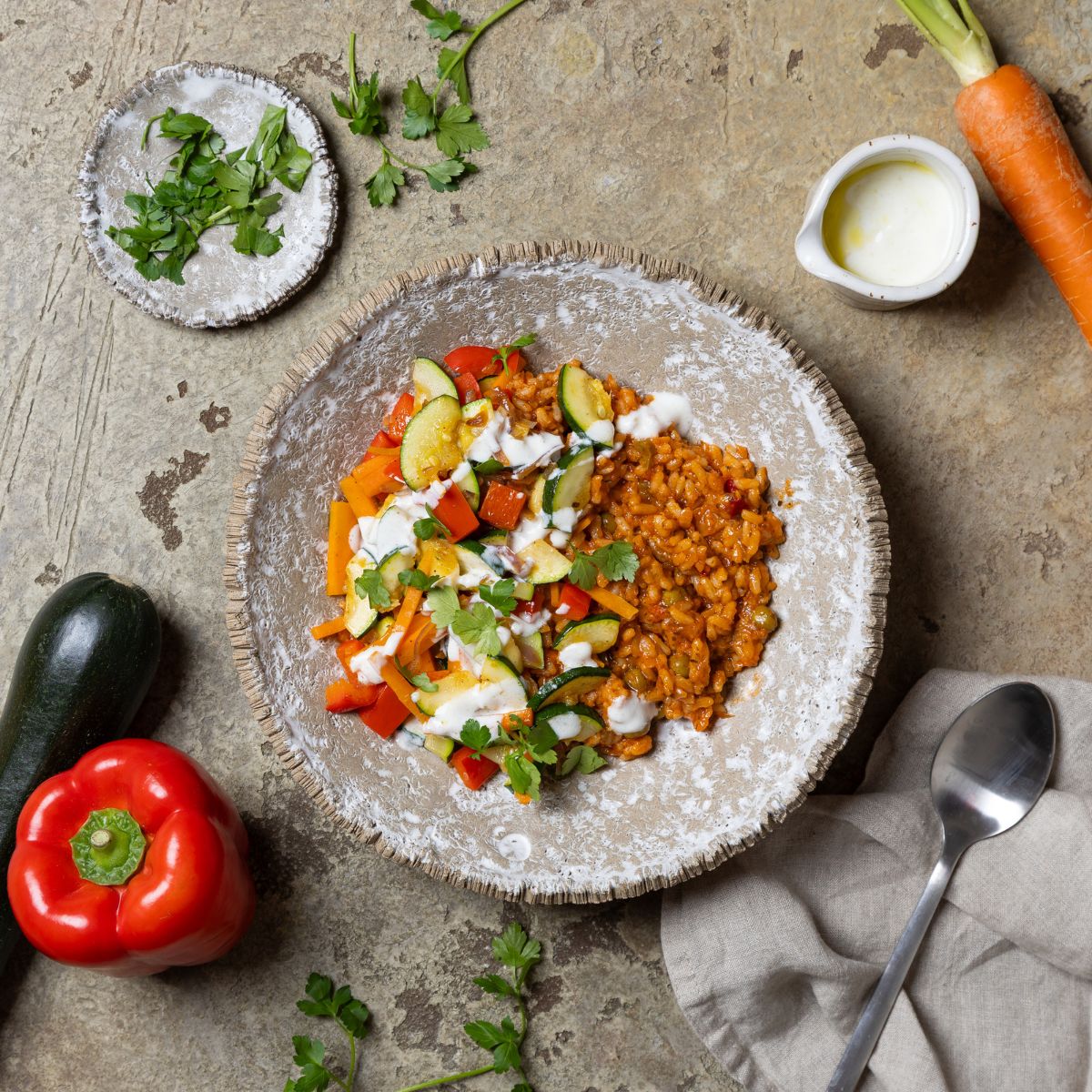 Djuvec Reis Bowl mit Gemüse