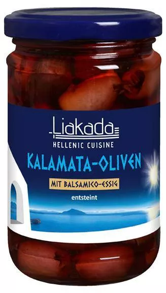 Kalamata-Oliven mit Balsamico-Essig entsteint