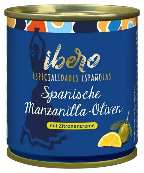 Grüne Manzanilla-Oliven gefüllt mit Zitronencreme