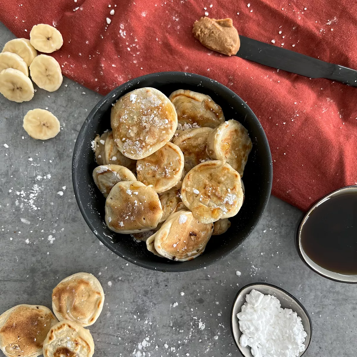 Gefüllte Bananen Mini Pancakes